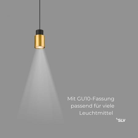 SLV 1008255 PURI 2.0 TUBE 1-Phasen-Pendelleuchte GU10, 6W, 200 cm, Schwarz/Gold