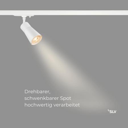 SLV 1008248 PURI 2.0 CONE 1-Phasen-Schienenspot GU10 max. 6 W, weiß, dreh- und schwenkbar