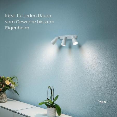 SLV 1008234 PURI 2.0 Basic, Wand- und Deckenaufbauleuchte, long, rund, 3 x max. 6 W GU10, weiß