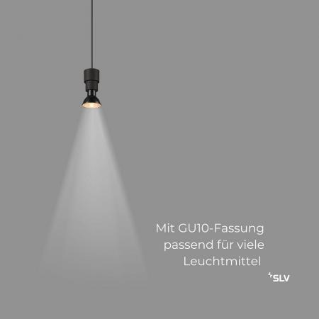 SLV 1008210 PURI 2.0 Basic PD 3-Phasen-Pendelleuchte GU10 Schwarz, 200 cm