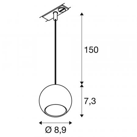 SLV 1008168 LIGHT EYE® 90 Pendelleuchte, matt schwarz, GU10, max. 75W, inkl. 1P.-Adapter