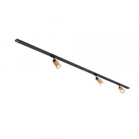 SLV 1008904 PURI 2.0 1-Phasen-Schienensystem 18W, 3x GU10 LED, 2m Schiene, Schwarz/Gold, dimmbar