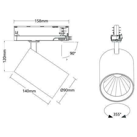 SLV 1010607 TRACKSPOT P 3PH 17W 3000K 60° LED Strahler schwarz – breitstrahlende LED Schienen Beleuchtung bis 3770 lm CRI90