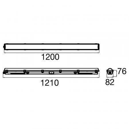 SLV 1010811 WATERPROOF C 1200 57 830/840/850 ML HF IP66 – 21W LED Feuchtraumleuchte CCT 3000/4000/5000K mit HF Sensor