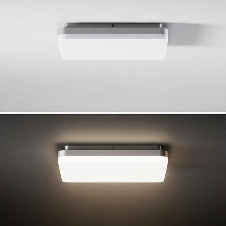 Sensor LED-Deckenleuchte SQUARE 26x26cm 18W neutralweiß blenfrei IP20 Sigor