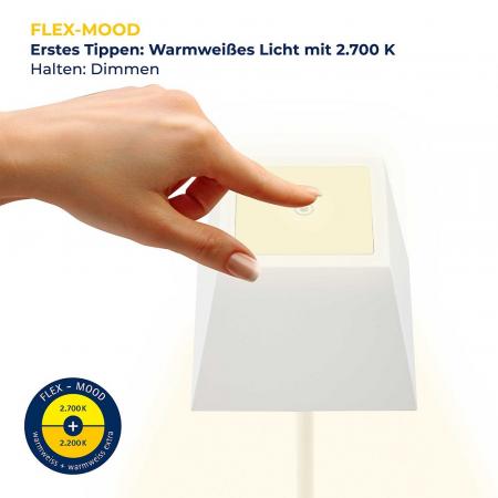 Sigor Akku-Tischleuchte NUINDIE eckig weiß 37cm dimmbar IP54 In & Out