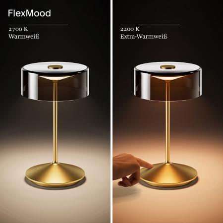 Sigor Akku-Glasleuchte Numotion goldfarben mit FlexMood 2200K/2700K 265mm IP54 In- & Outdoor