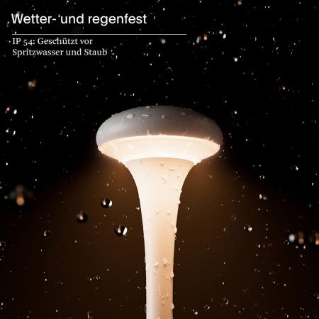 Sigor Akku-Tischleuchte Nudrop rund dünenbeige dimmbar Flex-Mood 2200K/2700K IP54 In- & Outdoor
