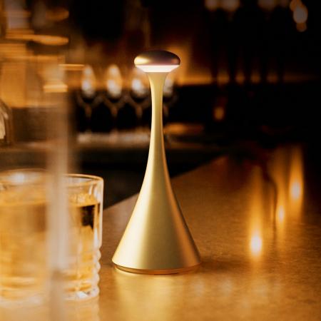 Sigor Akku-Tischleuchte Nudrop mini 21cm rund goldfarben dimmbar Flex-Mood 2200K/2700K IP54 In- & Outdoor