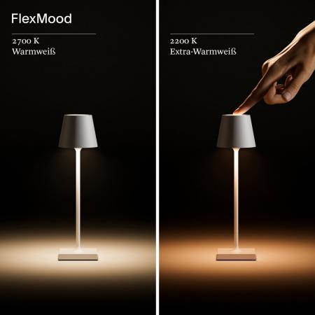 Sigor Akku-Tischleuchte Nuindie pocket 210mm dünenbeige 1,4W Flex-Mood 2200K/2700K IP54 Ra85 USB-C dim