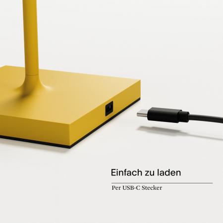 Sigor Akku-Tischleuchte Nuindie USB-C 380mm sonnengelb 2,2W FlexMood 2200K/2700K IP54 168/197lm Ra85