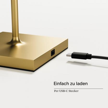 Sigor Akku-Tischleuchte Nuindie USB-C 380mm goldfarben 2,2W FlexMood 2200K/2700K IP54 168/197lm Ra85