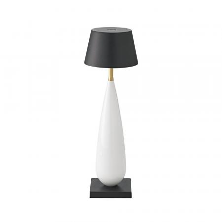 Akku-Tischleuchte Thala 220mm keramikweiß/schwarz 2,3W Flex-Mood 2200K/2700K IP65 Ra80 dimmbar Aluminium