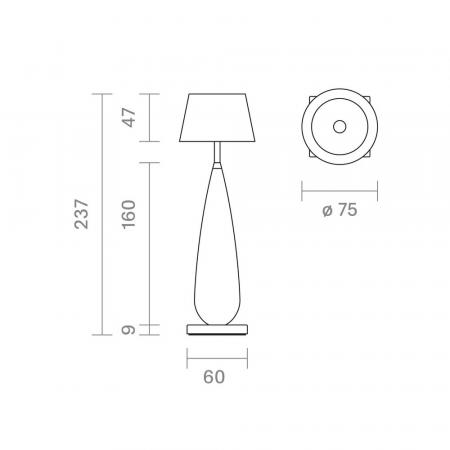 Akku-Tischleuchte Thala 220mm keramikweiß/schwarz 2,3W Flex-Mood 2200K/2700K IP65 Ra80 dimmbar Aluminium