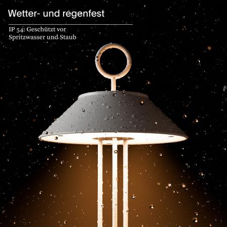 Sigor Nudiderot Akku-Tischleuchte chrom dimmbar Flex-Mood 2200K/2700K IP54 In- & Outdoor