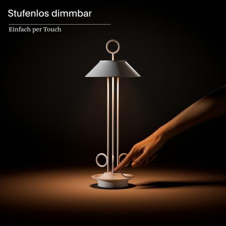 Sigor Nudiderot Akku-Tischleuchte chrom dimmbar Flex-Mood 2200K/2700K IP54 In- & Outdoor