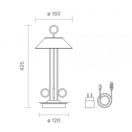 Sigor Nudiderot Akku-Tischleuchte chrom dimmbar Flex-Mood 2200K/2700K IP54 In- & Outdoor