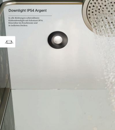 Sigor Einbauleuchte Argent IP54 BM68/83mm schwarz IP54 8W 3000-2000K 36° 430lm Ra90 360° schwenkbar - Dim-To-Warm