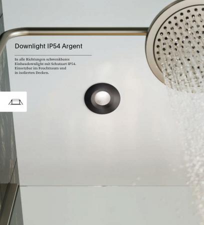 Sigor Einbauleuchte Argent IP54 BM68/83mm schwarz IP54 8W 3000K 36° 580lm Ra90 dim 360° schwenkbar