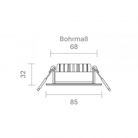 Sigor Einbauleuchte 68 Diled 6W 370lm 2700K stahl 36° dimmbar mit hoher Farbwiedergabe