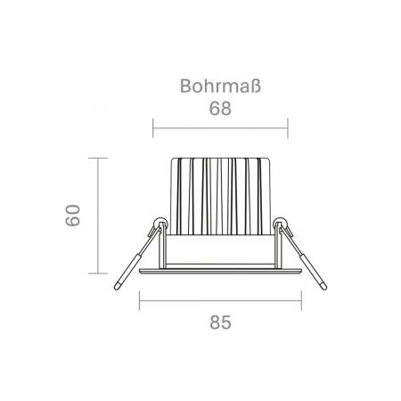 Sigor Einbauleuchte 68 Diled 10W 640lm 3000K stahl 36°  Dimmbar