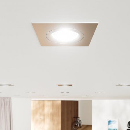 Sigor Einbauleuchte 68 Diled Eckig 6W 370lm 2700K stahl 36° dimmbar und mit hoher Farbwiedergabe