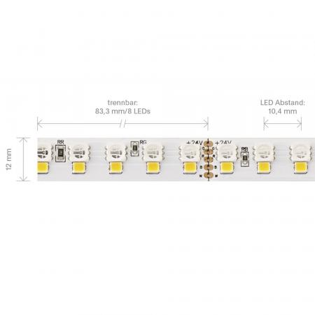 Sigor 24W/m RGB+W LED-Streifen RGB+3000K 5m RGB+3000K 192LED/m IP00 24V 1853lm/m RA90