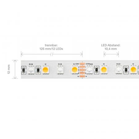 Sigor 19,2W/m RGB+W LED-Streifen RGB/2700K 5m 96LED/m IP00 24V 864lm Ra90