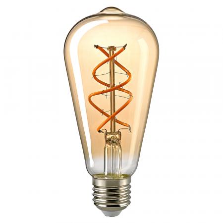 Sigor E27 dimmbare Curved Rustika LED-Retrolampe in Gold 4,5W wie 25W extra warmweißes Licht 1800K