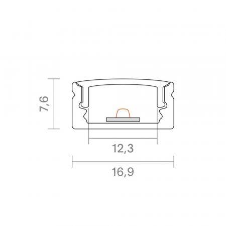 Sigor 1m Aufbauprofil Flach 12 -  9820501