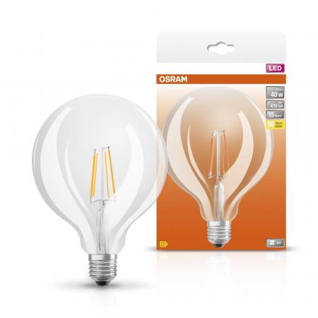 LEDVANCE LED STAR GLOBE125 Filament E27 4 W 40 W Ersatz 470 lm 2700 K Warmweiß G125 360° 230 V nicht dimmbar