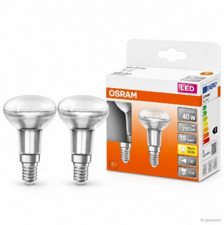 2er Pack OSRAM LED E14 Reflektor R50 36° Abstrahlwinkel 2,6W wie 40W warmweiß
