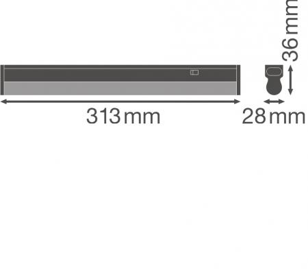 LEDVANCE LINEAR COMPACT SWITCH 300 4W 450lm 4000K Neutralweiß 313mm IP20 mit Schalter