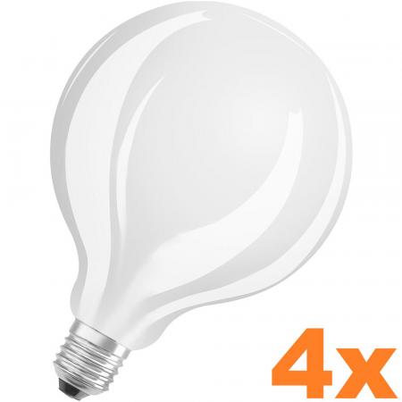 4er Sparpack Leistungsstarke Osram E27 SUPERSTSTAR GLOBE 95 LED Lampe MATT 11W wie 100W 2700K warmweißes Licht in Kugelform dimmbar