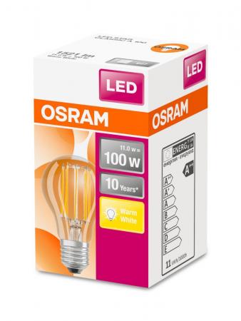 OSRAM E27 LED Retrofit Classic LED Lampe 11W wie 100W 2700K warmweiß in Birnenform