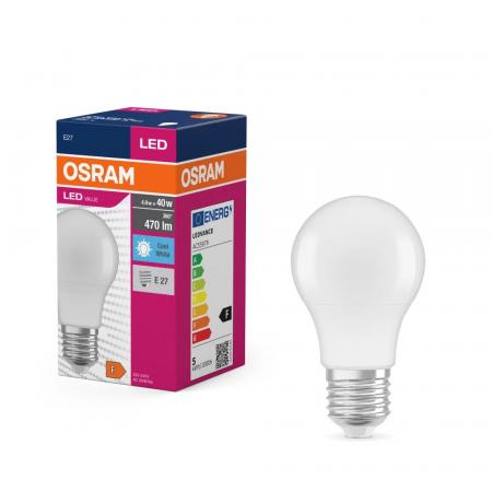 Osram E27 LED Lampe Value Classic A 40 4,9W wie 40W Neutralweißes Licht blendfreie weiß mattierte Glühbirne