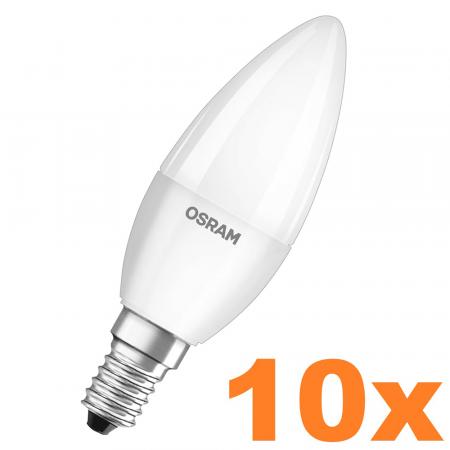 10er Sparset OSRAM E14 LED STAR RETROFIT Lampe Kerzenform matt 4W wie 40W warmweißes Licht