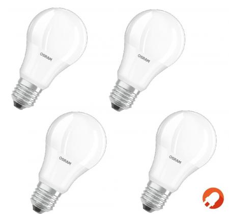 4er-Pack Osram E27  Extrem leistungsstarke LED Lampen 10W wie 75W Warmweißes Licht