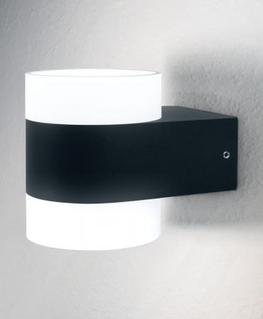 Osram Anthrazitfarbene LED Wandleuchte Puck UpDown mit warmweißem Licht IP44