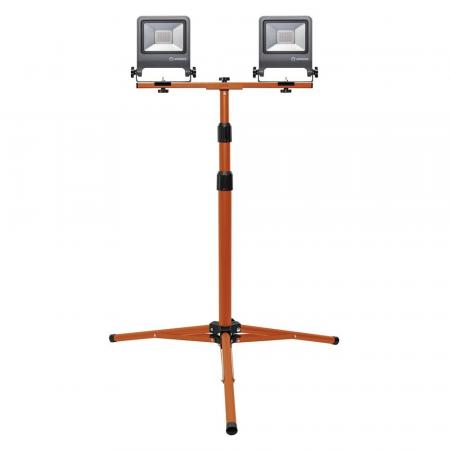 LEDVANCE LED WORKLIGHT 2x30W 840 4000K universalweiß IP65 Doppel Fluter mit Stativ grau/orange