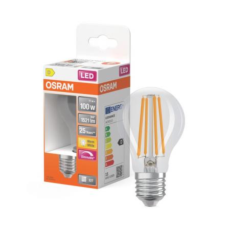 OSRAM LED Superstar Classic A 100 Filament 11W 2700K E27 300° - dimmbares Leuchtmittel in Birnenform wie 100W warmweisses Licht