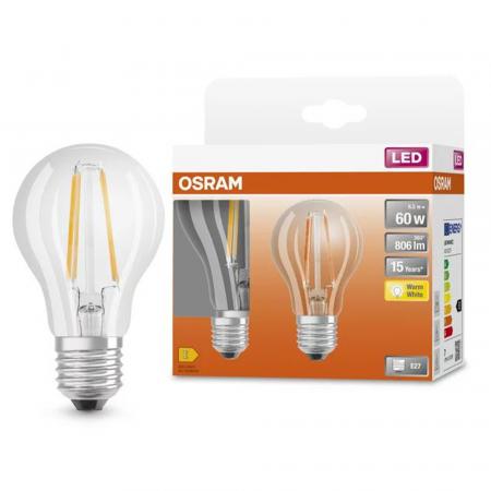 Abverkauf:  2er Sparset E27 OSRAM LED Filament LED Lampen 6,5W wie 60W warmweißes Licht     Nur noch angezeigter Bestand verfügbar: