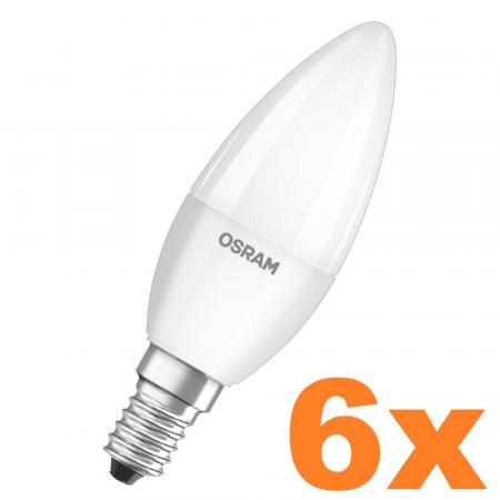 6er Sparset OSRAM E14 LED Kerzen Lampe STAR matt 3,3W wie 25W warmweißes Licht