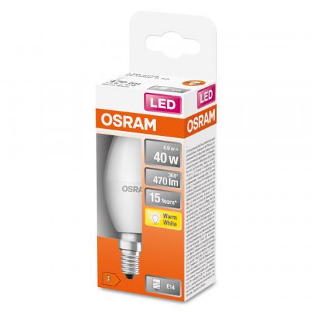 OSRAM E14 LED Kerzenlampe STAR matt 4,9W wie 40W warmweißes Wohnlicht