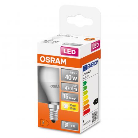 6er Sparpack OSRAM E14 STAR weiss mattiertes LED Leuchtmittel 4,9W wie 40W warmweißes Licht