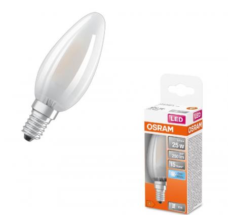 Abverkauf: OSRAM E14 LED STAR RETROFIT Lampe Kerzenform matt 2,5W wie 25W neutralweißes Licht