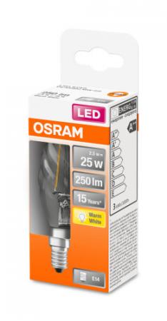 OSRAM E14 LED Kerzenform gedreht FILAMENT klar 2,5W wie 25W warmweiß dekorativ