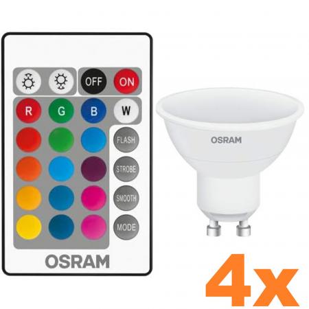 Sparpack OSRAM LED GU10 Leuchtmittel mit Fernbedienung und Farbwechsel dimmbar 120° 4,5W wie 25W warmweiß