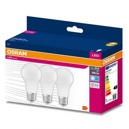 3er Pack OSRAM LED VALUE E27 Glühlampen matt wie 60W neutralweiß