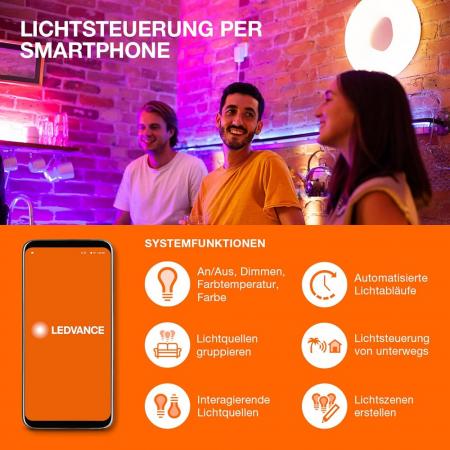 OSRAM SMART+ MATTER Planon Frameless Multicolor LED-Panel 40 W 3400 lm RGB Tunable White 3000–6500 K dimmbar 600 × 600 mm WLAN